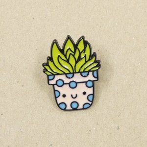 FREE ADD ON WITH PURCHASE  Kawaii Succulent Plant  Enamel Brooch Pin